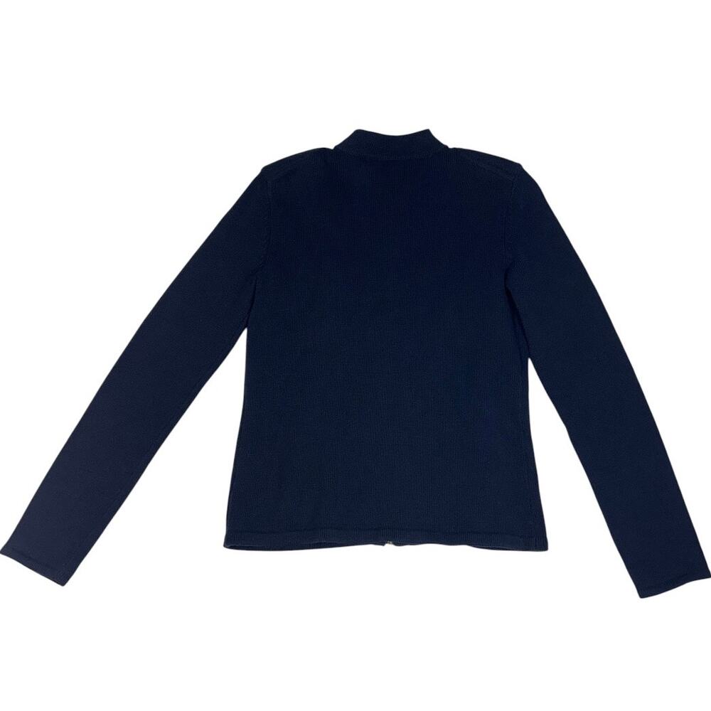 CHAPS WOMEN'S NAVY BLUE KNIT ZIP SWEATER GOLD ACCENTS SMALL - Picture 4 of 4